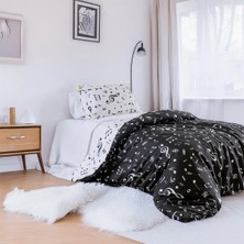 Upstyle Kolay Ütülenir Nevresim Takımı Tek Kişilik Melodiy Siyah
