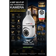 MPIA 4 Mp Yeni Versiyon Wifi 360 Panoramik Ampul Kamera Gece Görüş Ses Akıllı Hareket Algılayıcı Güvenlik Kamerası