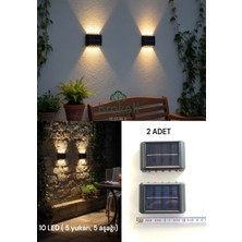 Brokoli Home Solar Güneş Enerjili 10 LED Li Aplik Duvar Aydınlatma Çift Yönlü Gün Işığı Bahçe Dekorasyon