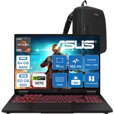 Asus Tuf Gaming A16 FA608UP Amd Ryzen™ 7 260 Aı 64GB Ddr5 512GB SSD 8GB/RTX5070 115W 16-Inch Fhd+ 1920 x 1200, 165Hz 3ms IPS-SRGB:100% Freedos Gaming Laptop WRV199F25+ZETTAÇANTA