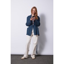 Nisan Triko Keten Karışımlı Kuşaklı Blazer Ceket