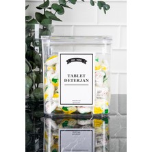 DNS Home Tablet Deterjan Etiketli Saklama Kabı Vakum Kapaklı Saklama Kutusu Deterjanlık 2200 ml