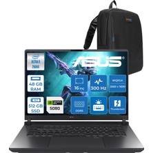 Asus Rog Strix G16 G615LW Intel Ultra 9 290HX Plus Aı 48GB Ddr5 512GB SSD 16GB/RTX5080 175W 16-Inch 2.5k (2560 x 1600, Wqxga 300Hz 3ms  Freedos Gaming Laptop WTS283F17+ZETTAÇANTA