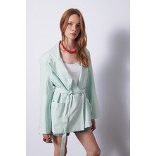 Nisan Triko Keten Karışımlı Kuşaklı Blazer Ceket