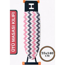 Premini Büyük Boy Ipli Stoperli Keçeli Ütü Masası Kılıfı 55X140CM, Pembe