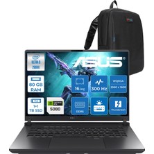 Asus Rog Strix G16 G615LW Intel Ultra 9 290HX Plus Aı 80GB Ddr5 1tb+1tb SSD 16GB/RTX5080 175W 16-Inch 2.5k (2560 x 1600, Wqxga 300Hz 3ms  Freedos Gaming Laptop WTS283F36+ZETTAÇANTA
