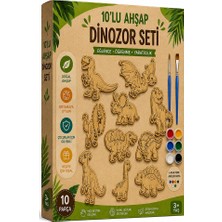 ArtMaster Ahşap Boyama Dinozor 10 Lu 1 Paket 10X15CM Ahşap Boyama 6 Renk Boya Resim Fırçası Etkinlik Çocuk Gelişim Motor Beceri
