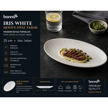 Bonnami Bonna Iris White Moove Oval Tabak Modern Beyaz Porselen Kayık Servis Tabağı 25 cm
