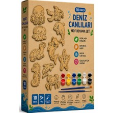 ArtMaster Ahşap Boyama Deniz Canlıları 10 Lu 1 Paket 10X15CM Ahşap Boyama 6 Renk Boya Resim Fırçası Etkinlik Çocuk Gelişim Motor