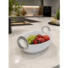 Arow Dekoratif Oval  Porselen Sunumluk Beyaz-30/21 cm