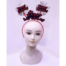 Cancup Karton Bardak Happy Birthday Yazılı Püsküllü Neon Kırmızı Renk Doğum Günü Tacı 22X19 cm