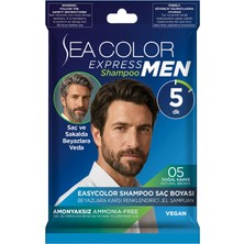 Sea Color Express Men Amonyaksız Şampuan Boya, Şampuan Kolaylığında Erkek Saç Boyası 05 Doğal Kahve