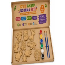 ArtMaster Ahşap Boyama Hayvanlar 10 Lu 1 Paket 10X15CM Set3 Ahşap Boyama 6 Renk Boya Resim Fırçası Etkinlik Çocuk Gelişim Motor
