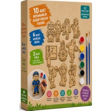 ArtMaster Ahşap Boyama Meslekler 10 Lu 1 Paket 10X15CM Ahşap Boyama 6 Renk Boya Resim Fırçası Etkinlik Çocuk Gelişim Motor Beceri