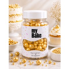 My Bake Premium Altın Karışık Draje Pasta Süsü Dekoratif Şeker Butik Pasta Süsleme