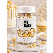 My Bake Özel Seri Premium Beyaz Altın Karışık Draje Pasta Süsü Dekoratif Şeker Butik Pasta Süsleme