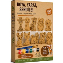 ArtMaster Ahşap Boyama Hayvanlar 10 Lu 1 Paket 10X15CM Set2 Ahşap Boyama 6 Renk Boya Resim Fırçası Etkinlik Çocuk Gelişim Motor