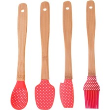 Bambum Bolly 4'lü Spatula Seti Küçük Bambu Malzeme Silikon Uçlar