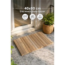 Reyo Ahşap Ipli Banyo Paspası, Bahçe Balkon Paspası 40X60CM