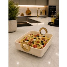 Arow Dekoratif Kare Sunumluk Krem-26 cm