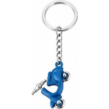 Herşey Nota Mavi Hareketli Tekerlekli Vespa Anahtarlık Unisex Metal Anahtarlık