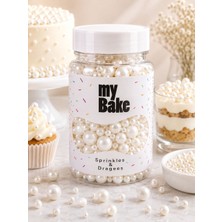 My Bake Premium Inci Beyaz Karışık Draje Pasta Süsü Dekoratif Şeker Butik Pasta Süsleme