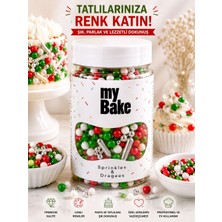 My Bake Premium Yılbaşı Karışık Draje Gümüş Çubuklu Pasta Süsü Dekoratif Şeker Butik Pasta Süsleme