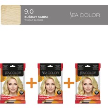 Sea Color 3'lü Express Şampuan Boya, Şampuan Kolaylığında Saç Boyama 9.0 Buğday Sarısı