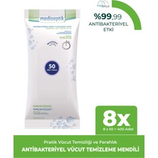 Mediseptik Antibakteriyel Vücut Temizleme Havlusu 50 Li  x 8 Adet