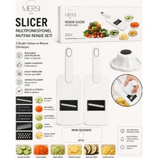 Mersi Shop Slicer Multifonksiyonel Mutfak Rende Seti | 5 Bıçaklı Sebze ve Meyve Dilimleyici