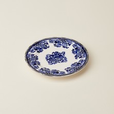 Ülger Seramik Vintage Flower Porselen Tatlı ve Kahvaltı Tabağı - Mavi / Beyaz - 17 cm