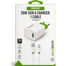 Soultech 20W Usb-A Adaptör + Lightning Kablo Hızlı Şarj Seti Qc 3.0 iPhone ve iPad Uyumlu