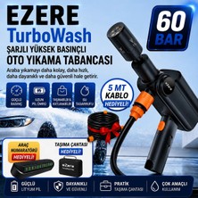 Ezere Turbowash Şarjlı 60 Bar Yüksek Basınçlı Oto Araba Bahçe Yıkama ve Temizleme Tabancası Makinesi