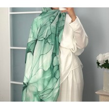 Marka Mint Yeşili Desenli Pamuklu Tesettür Şal