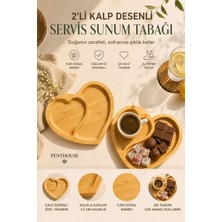 Penthouse Kalp Desenli Bambu Servis Sunum Tabağı Doğal Bambu Kahvaltılık Çerez Tatlı Kahve Sunum Tabağı