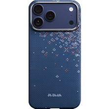 iPhone 17 Pro Uyumlu Kılıf Magsafe Uyumlu Aramid Fiber Pitaka Sakura Hours Serisi Kapak Lacivert