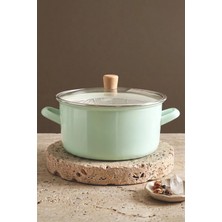 Kitchen Life Master Pro Cook Ahşap Kulplu,paslanmaz Saplı Su Yeşili Süzgeçli Emaye Kızartma Tenceresi 22 cm