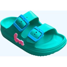 RS Riva Shoes Kız Çocuk Çift Tokalı Eva Terlik  Love Detaylı Hafif Yazlık Terlik