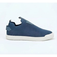 Daytex 4224 Erkek Slip-On - Full Triko Örgü Termo Taban Sneaker Mavi