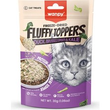 Wanpy Fluffy Topper Dondurularak Kurutulmuş Ördek Brüksel ve Kara Lahanalı Kedi Ödül Maması 30GR