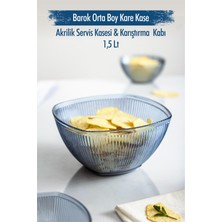 Bezos Akrilik Barok Lacivert Orta Boy Kare Meyve & Salata Kasesi & Karıştırma Kabı / 1,5 Lt (Cam Değildir)