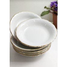 Porland Yaldızlı Porselen Çukur Tabak 19 cm 6'lı