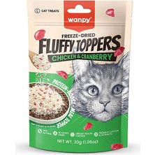 Wanpy Fluffy Topper Dondurularak Kurutulmuş Tavuklu ve Kızılcıklı Kedi Ödül Maması 30GR