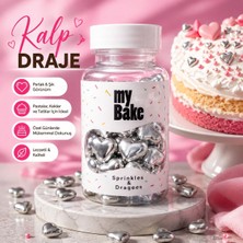 My Bake Gümüş Kalp Draje – Zarif ve Şık Pasta Süsü