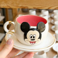 BSK Ceramics Handmade Mickey Mouse Kırmızı Çay Fincanı