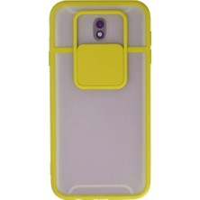 Freedom Storee Samsung Galaxy J7 Pro / J730 Kılıf Palm Buzlu Kamera Sürgülü Silikon - Sarı