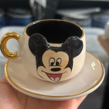BSK Ceramics Handmade Mickey Mouse Siyah Kahve Fincanı
