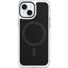 Brabus iPhone 15 Uyumlu Uniq Magsafe Özellikli Orijinal Keten Kaplamalı Sararmaz Sert Telefon Kılıfı