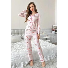 Bella Notte Toz Pembe Fiyonk Desenli Yeni Sezon Pijama Takımı