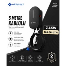 Mikrovolt 7.4kw Wallbox Araç Şarj İstasyonu (Siyah)